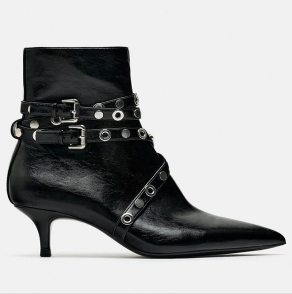 Zara Metal Trim Heeled Booties - Picture 4 of 14